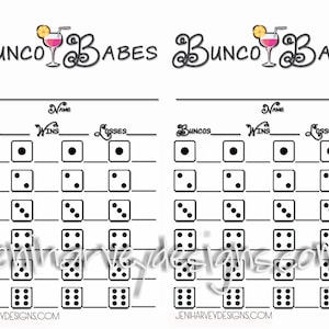 Bunco Babes Bunco Score Sheet