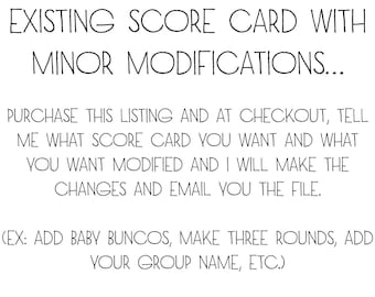 Existing Bunco Score Card w/some modifications