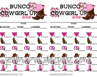 Cowgirl Bunco Score Cards