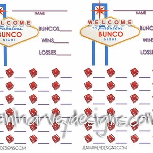 Vegas Bunco Night Score Card