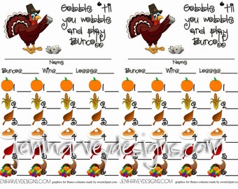 Fall/Thanksgiving Bunco Score Sheet