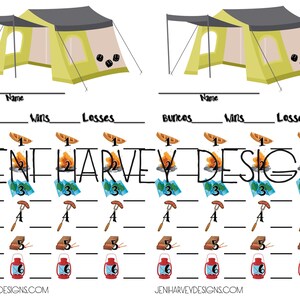 Camping Bunco Score Card