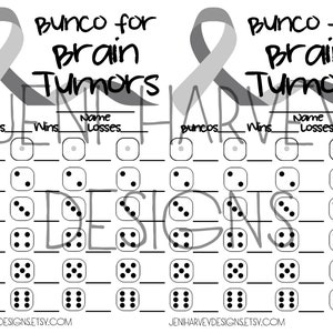 Brain Tumor Bunco Score Card