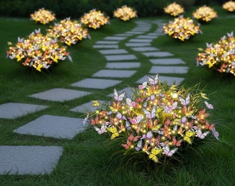 Solar Butterfly Tree Firefly Garden Lights Outdoor Artificial Flower Lawn Decor Patio Yard Spring Summer Wedding Easter Gift