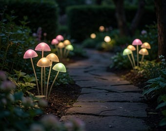 Solar Mushroom Garden Lights Waterproof LED Outdoor Yard Pathway Lights Fairy Garden Decor Patio Lawn Lighting Gift