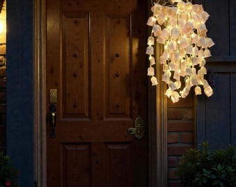Guirnalda de flores LED de color rosa suave con batería, decoración para dormitorio, regalo para fiesta de primavera y Pascua.