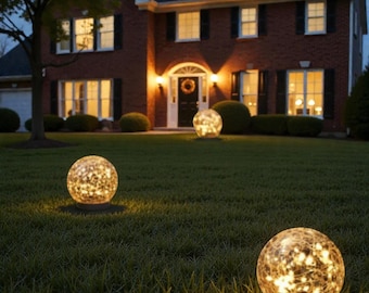 Solar Garden Globe Lights Outdoor Waterproof LED Pathway Yard Landscape Decor Gift
