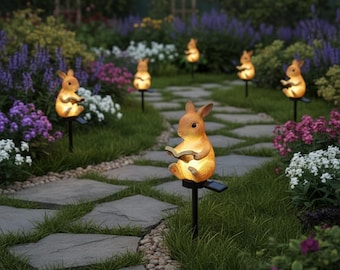 Solar Harz Kaninchen Gartenlampe Outdoor Rasen Licht Tier Landschaft Dekor Hof Atmosphäre Beleuchtung Frühling Sommer Geschenk Ostern