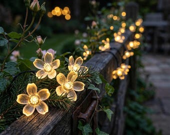 Guirnalda de luces solares con forma de gota de agua para exteriores, impermeables, para jardín, patio, decoración de primavera, verano, fiestas, bodas, Pascua, regalo