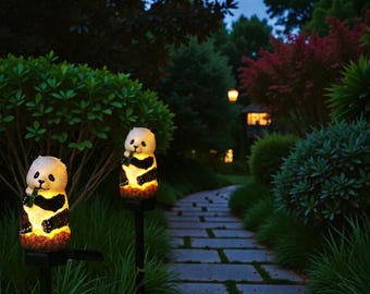 Solar Panda Garden Light Outdoor Waterproof Animal Decor Lawn Courtyard Landscape Lighting Spring Summer Gift