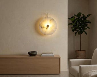 Nordic Marble Wall Sconce LED Moon Lamp Modern Bedroom Bedside Light Fixture Living Room Decor Housewarming Gift Mothers Day Easter