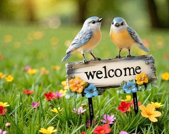 Willkommen Vogel Yard Schild PVC Garten Dekor Outdoor Rasenpfahl Frühling Sommer Yard Dekoration Weihnachtsgeschenk und Neujahr Porch Pathway Ornament