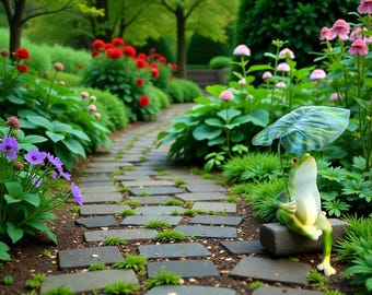 Frog Garden Figurine Leaf Umbrella Frog Statue Cute Outdoor Yard Decor Resin Animal Ornament Spring Summer Lawn Decor Easter Mothers Day