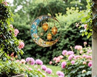 Mond Sun Catcher Fensterbehang Bunt Halbmond Sun Catcher Boho Kristall Fenster Dekoration Ostern Geburtstag Geschenk