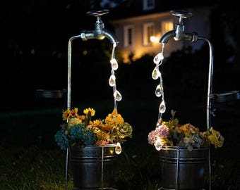 Outdoor Solar Wasserhahn Licht, Garten Tap String Lights Planter Decor, Rustikale Yard Art, Frühlingssommer Terrasse Geschenkidee