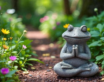 Meditation Frosch Gartenstatue Harz Zen Tier Dekor für Terrasse Rasen Frühling Sommer Einrichtung Weihnachtsgeschenk Neujahr Gartendekoration