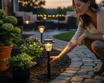 Solar Garden Pathway Lights Outdoor Landscape LED Lamps Yard Decor Gift Christmas New Year Spring Summer Patio Walkway Lighting