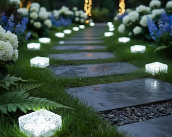 Solar Glas Brick Pathway Lichter Garten im Freien Dekor, wasserdichte LED Gehweg-Lichter für Yard Terrasse Auffahrt Sommer Geschenke