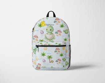 Dino Monogram Kids Backpack | Personalized Name School Bag | Backpack for Boys & Girls | Kindergarten and Preschool Gift – Bilmiss™ Baby Co.