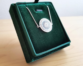Rectangle Emerald Green velvet Necklace box | Pendant box | Earrings box | Jewelry box | Presentation box