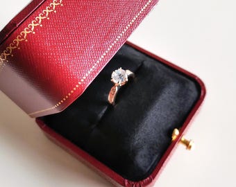 Victorian Style Engagement Ring Box | Wedding Ring Box | Jewelry Box | Presentation Box | Burgundy exterior velvet interior