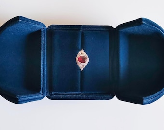 Oxford Blue Single Slot Engagement Ring Box | Wedding Ring Box | Earrings Box | Jewelry Box Velvet Interior