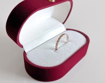 Single slot red wine color Frosted Suede Ring box | Wedding ring box | Earrings box | Jewelry gift box | Presentation box