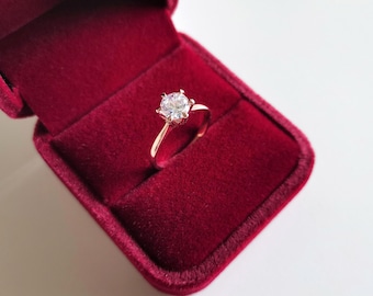 Burgundy velvet ring box | Wedding ring box | Jewelry gift box | Presentation box