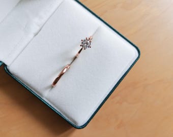 Minimalist style double space ring box | Wedding ring box | Earrings box | Jewelry gift box | classic white velvet interior