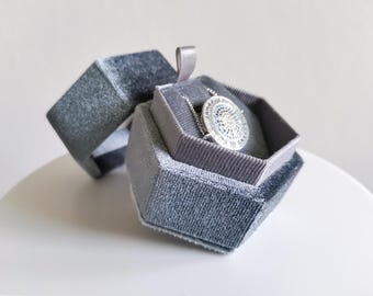 Hexagon Silver grey velvet Necklace Box | Pendant box | Earrings box | Jewelry gift box | Presentation box