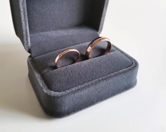 Premium Jewelry Packaging Box for Fine Jewelry Display | Double space dark grey velvet Rings box | Wedding rings box | Presentation box