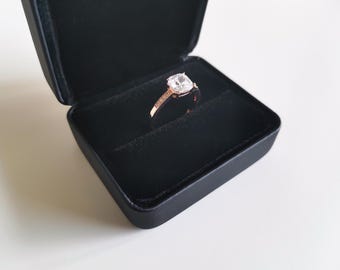 Minimalist style single space ring box | Wedding ring box | Earrings box | Jewelry gift box | classic black velvet interior