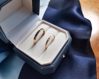 Delicate Vintage Style Double Slot Engagement Ring Box | Wedding Ring Box | Earrings Box | Jewelry Box Velvet Interior With Hard Case