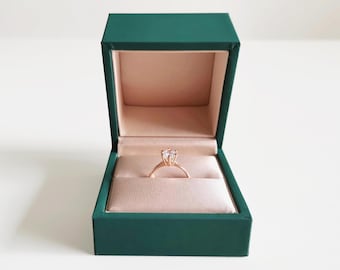 Rectangle pine green Ring box | Wedding ring box | Earrings box | Jewelry gift box | Presentation box