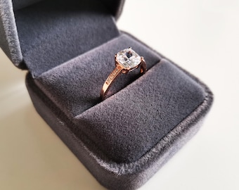 Dark grey velvet ring box | Wedding ring box | Jewelry gift box | Presentation box