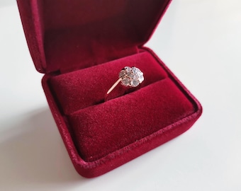 Burgundy color Single space Ring box | Wedding ring box | Earrings box | Jewelry gift box | Classic burgundy velvet interior