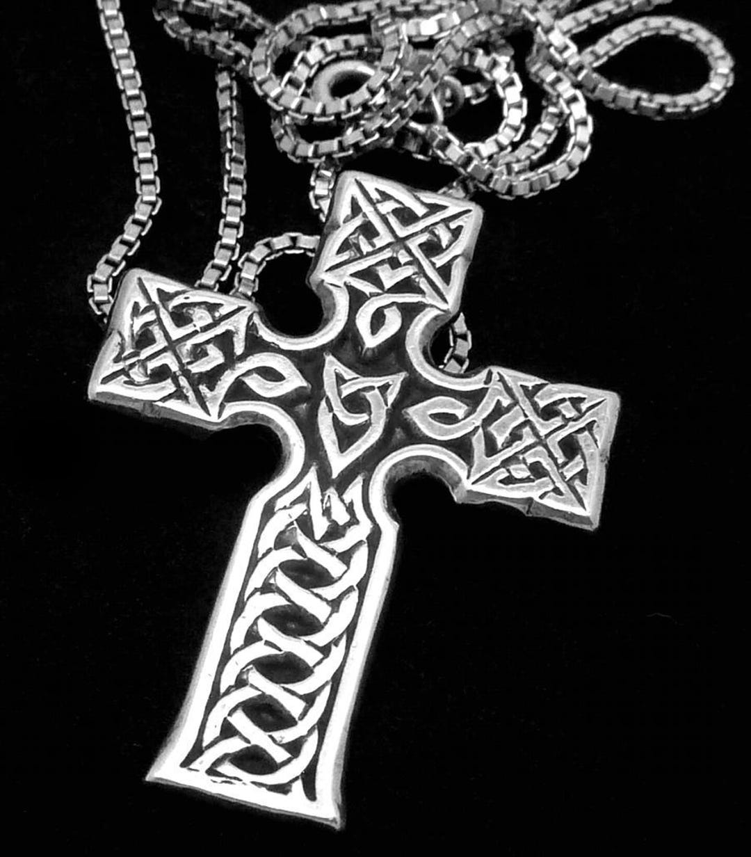 Vintage Sterling Silver Celtic Cross Pendant Chain Necklace 27146 - Etsy