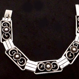Vintage C. Brumberg Hansen Denmark Danish 830 Silver Floral Bracelet 26941