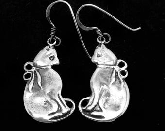 I05 Orecchino Singolo In Argento Sterling 925 Gatto Gattino