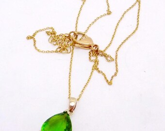 Vintage Stauer Sterling Vermeil Helenite Pendant Necklace 26278LK