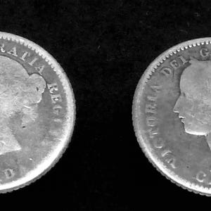 Antique 1880s Canada Sterling Silver 5 Cent Coin Victoria Cufflinks 27052