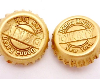 Donna Karan New York DKNY Gold Tone Bottle Cap Clip Earrings 26833