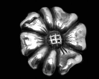 Vintage Taxco Mexican Mexico Sterling Silver 980 SINGLE Flower Button 26955