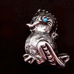 Vintage Taxco Mexico Mexican Sterling Silver Turquoise Baby Bird Pin 25192b