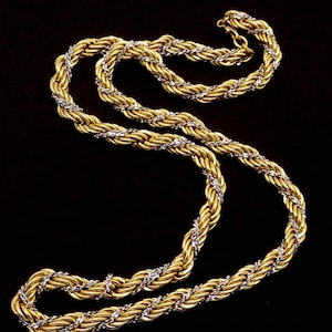 Vintage Monet Gold Silver Tone Linked Chain Thick Necklace 27015