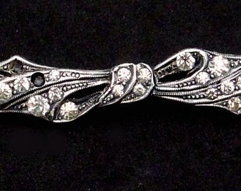 Antique Edwardian Sterling Silver Rhinestone Bar Pin For Repair or Wear 25696