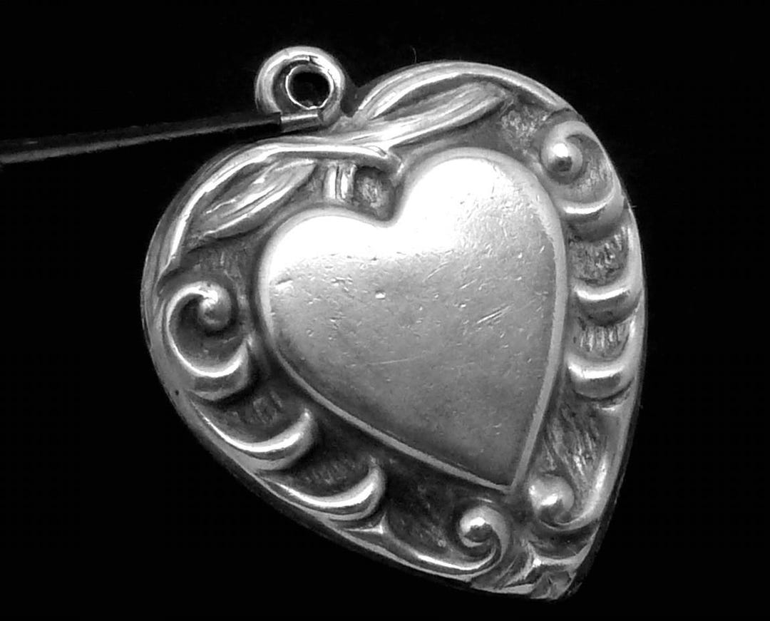 Vintage Sterling Silver Ornate Puffy Heart Charm Pendant 26979 - Etsy