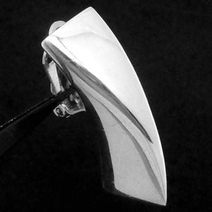 Vintage Poland Sterling Silver HZ Modernist Clip Earrings 27170