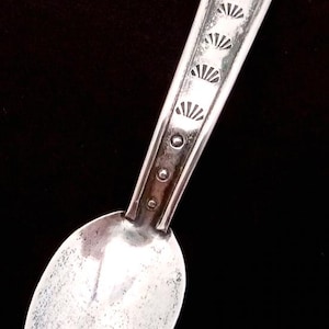 Vintage Harvey Navajo Sterling Silver Turquoise Small Baby Souvenir Spoon 26815