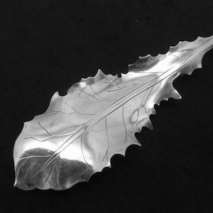 Vintage Michelsen Rougie Denmark Danish Sterling Silver Jagged Leaf Pin 26957
